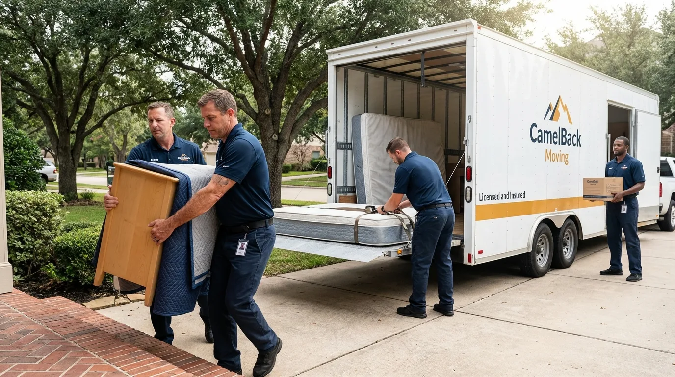 Crew loading residential truck for cross-state move from Brentwood, MD
