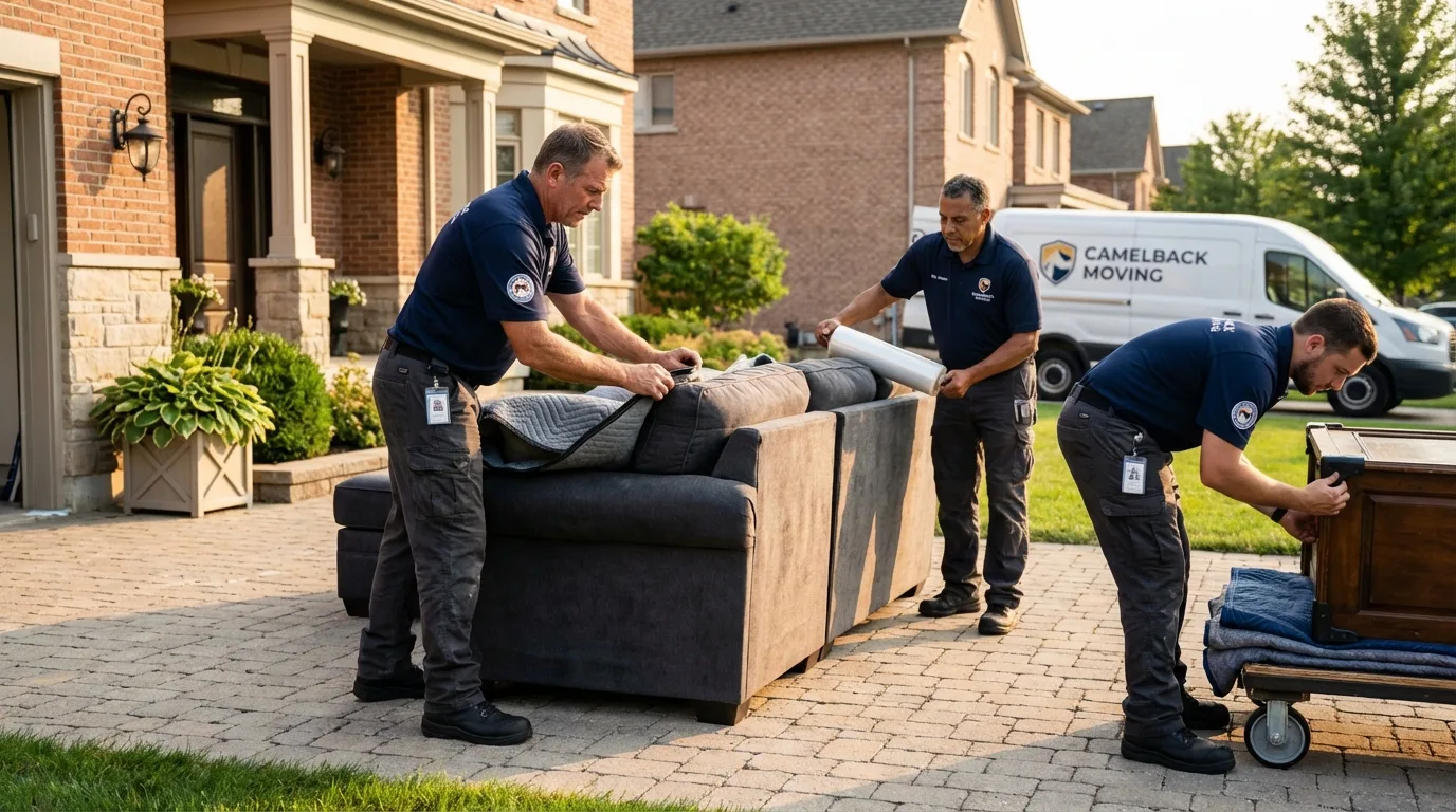 Large estate moving crew wrapping furniture in Brentwood, MD