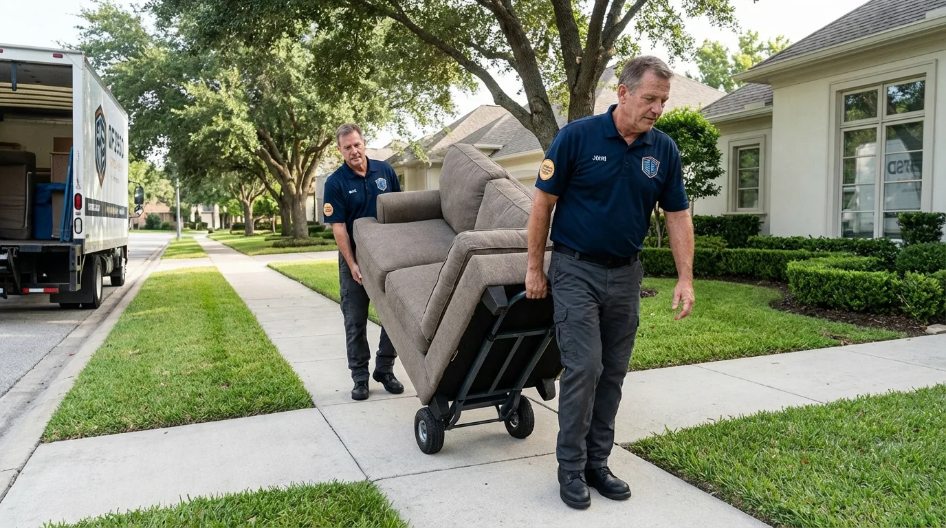Local residential moving crew loading furniture in Brentwood, MD